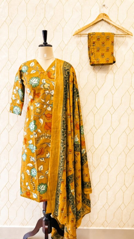 Mustard Kalamkari Printed Set