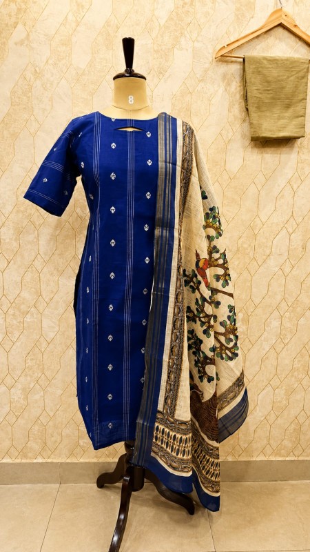 Raw Silk Blue Kurta Set