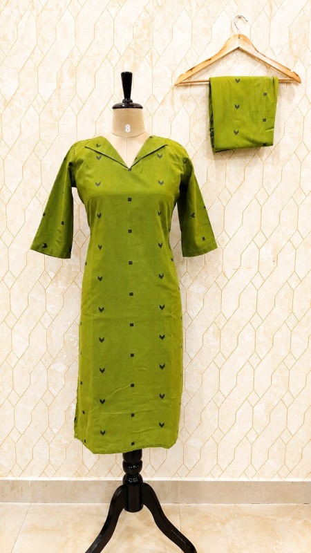 Elegant Olive Green handloom co ord set