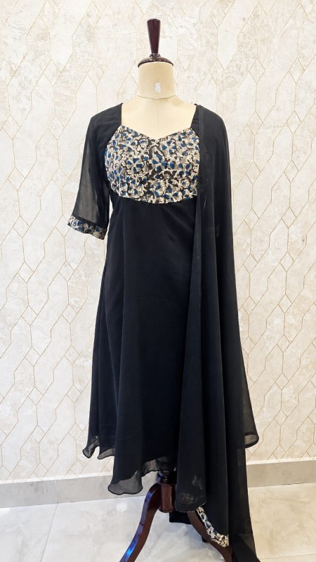 Black Designer Kurta with Dupatta